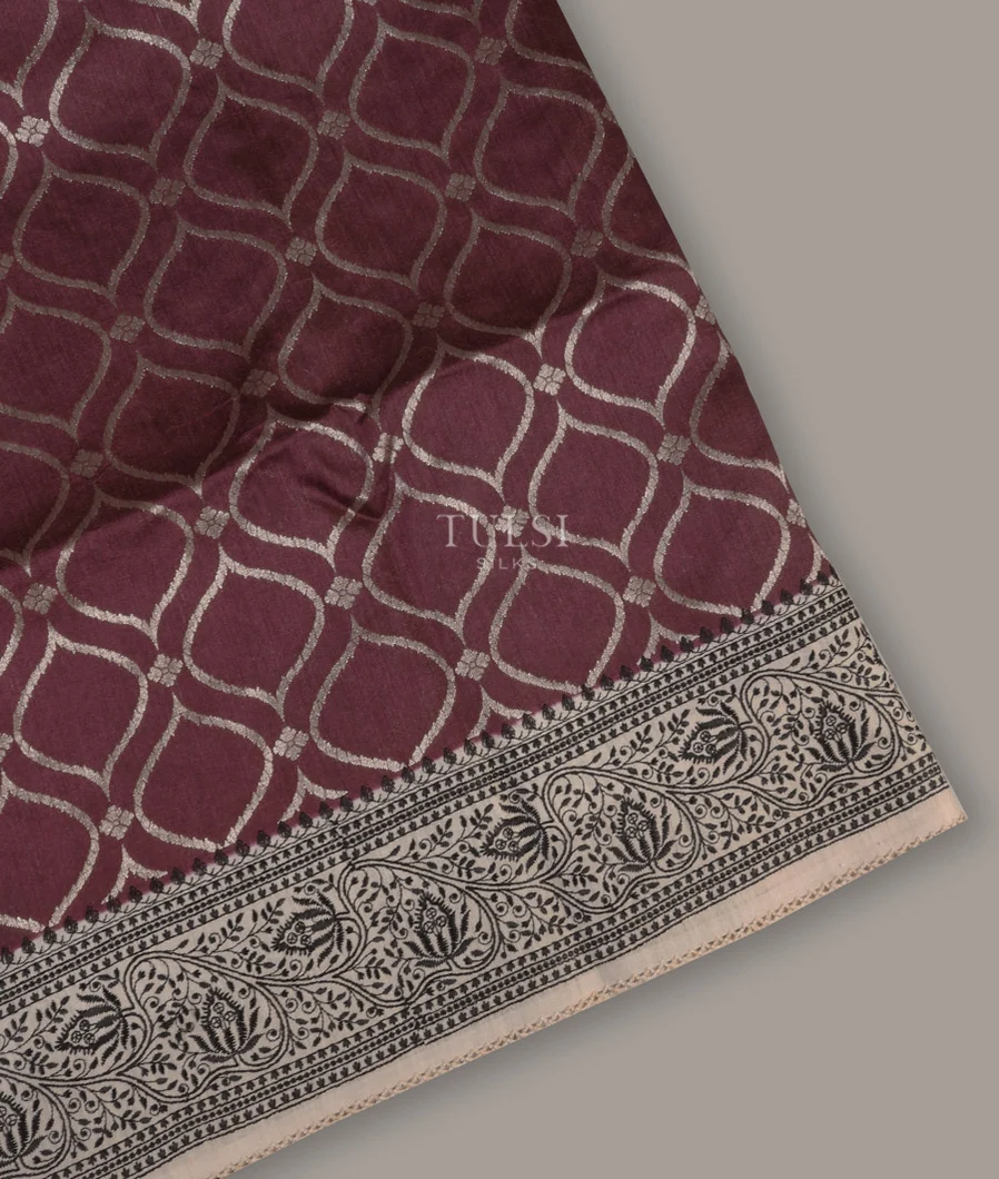 Purple Tussar Embroidery Saree T674904-image