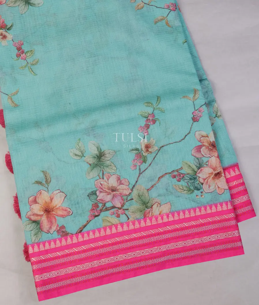 Blue Mercerised Cotton Saree T679576-image