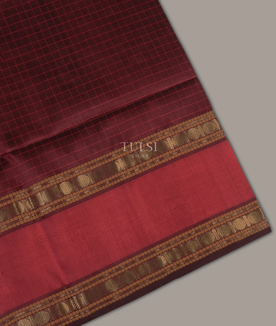 Maroon Silk Cotton Saree T675749-image