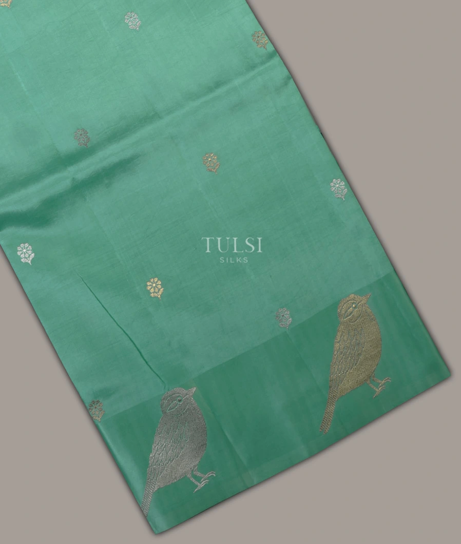 Bluish Green Banaras Silk Saree T678128-image