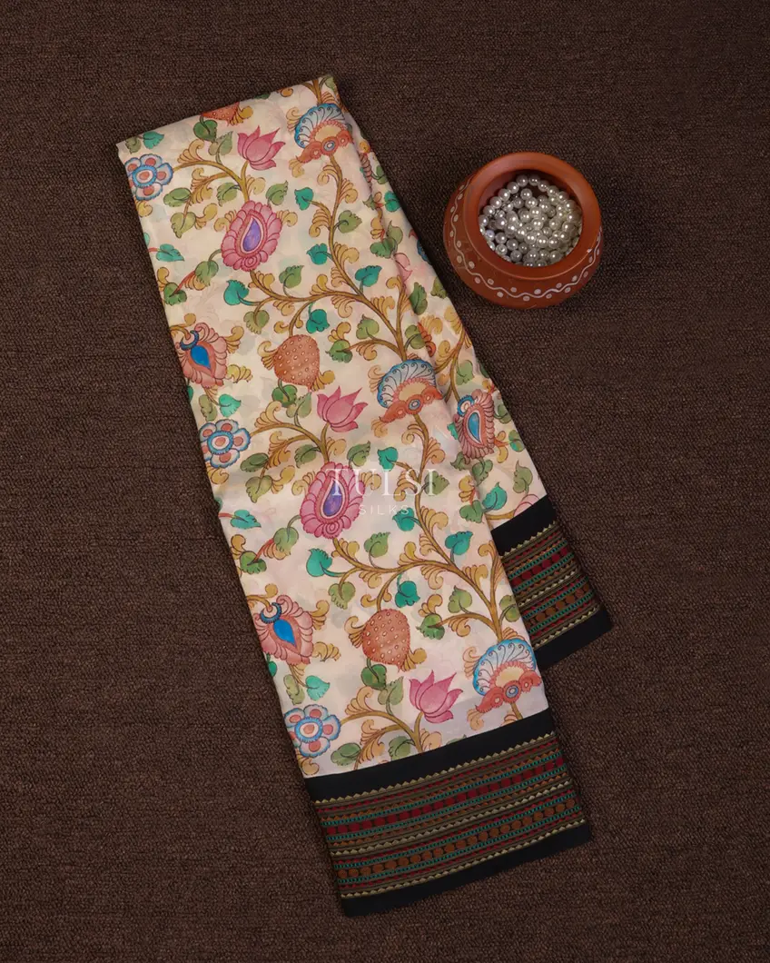 Off-White Printed Soft Silk Saree T679891-image