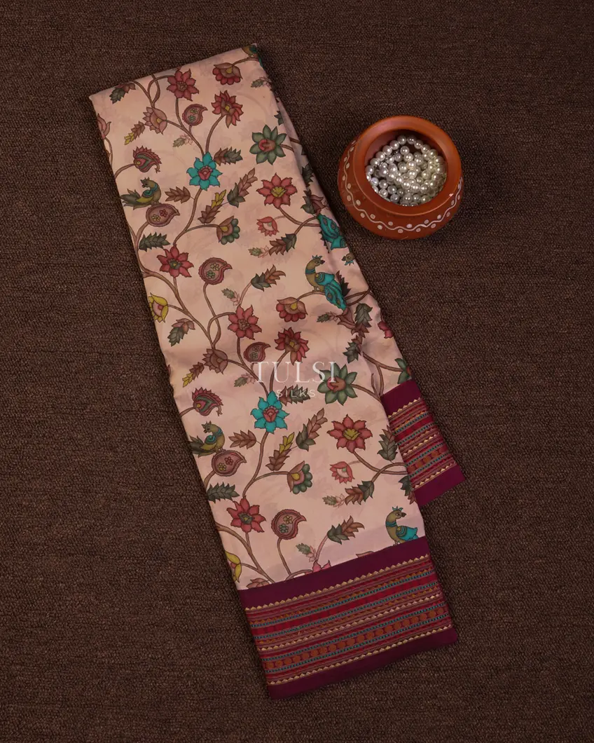 Light Pink Printed Soft Silk Saree T679896-image