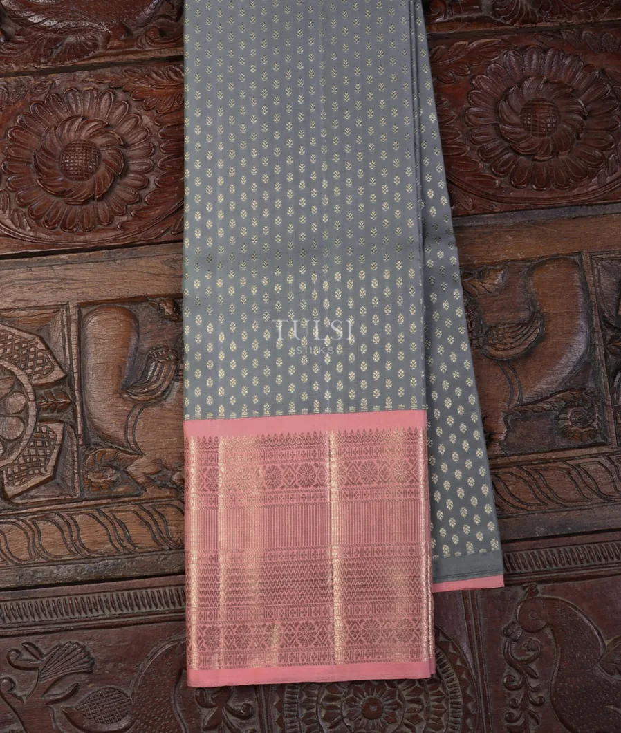 Greyish Blue Kanjivaram Silk Pavadai T669659-image