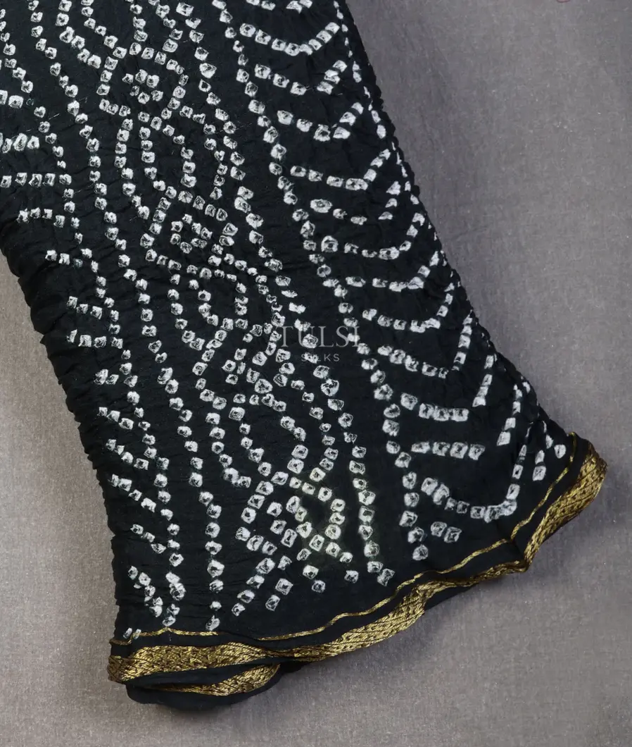 Black Bandhani Georgette Silk Saree T556472-image