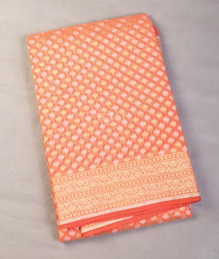 Peach Banaras Cotton Saree T654503-image