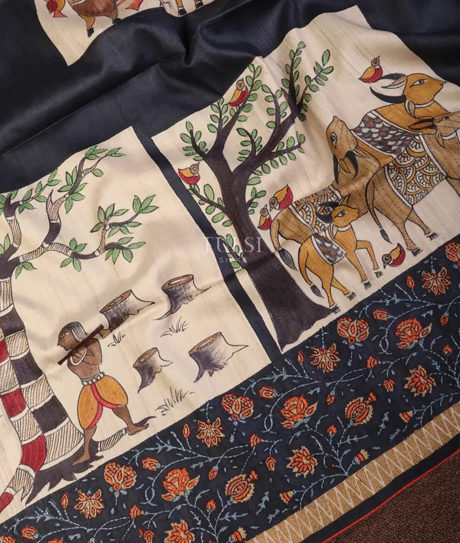 beige-and-black-tussar-kantha-work-saree-t658397-t658397-e