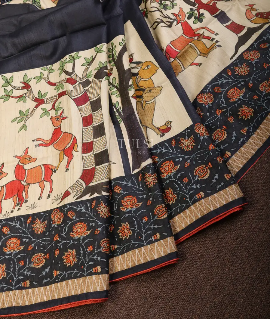 beige-and-black-tussar-kantha-work-saree-t658397-t658397-b