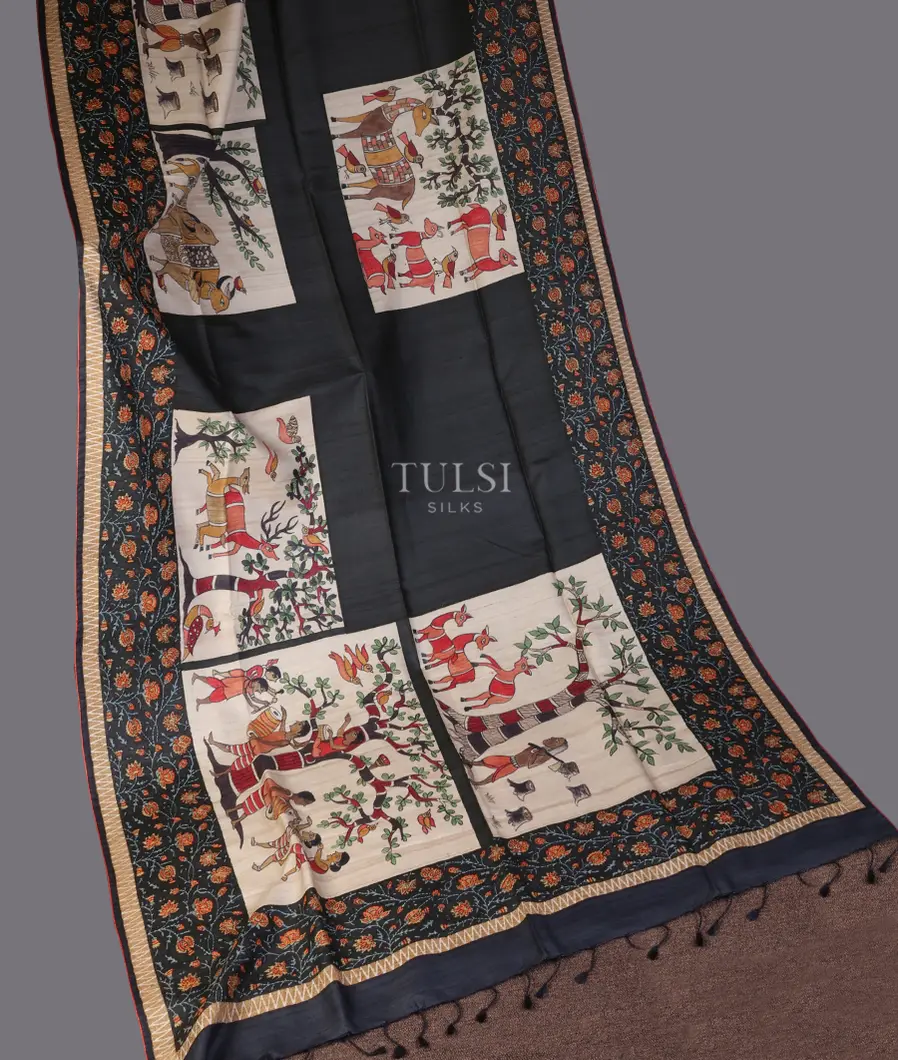 beige-and-black-tussar-kantha-work-saree-t658397-t658397-d