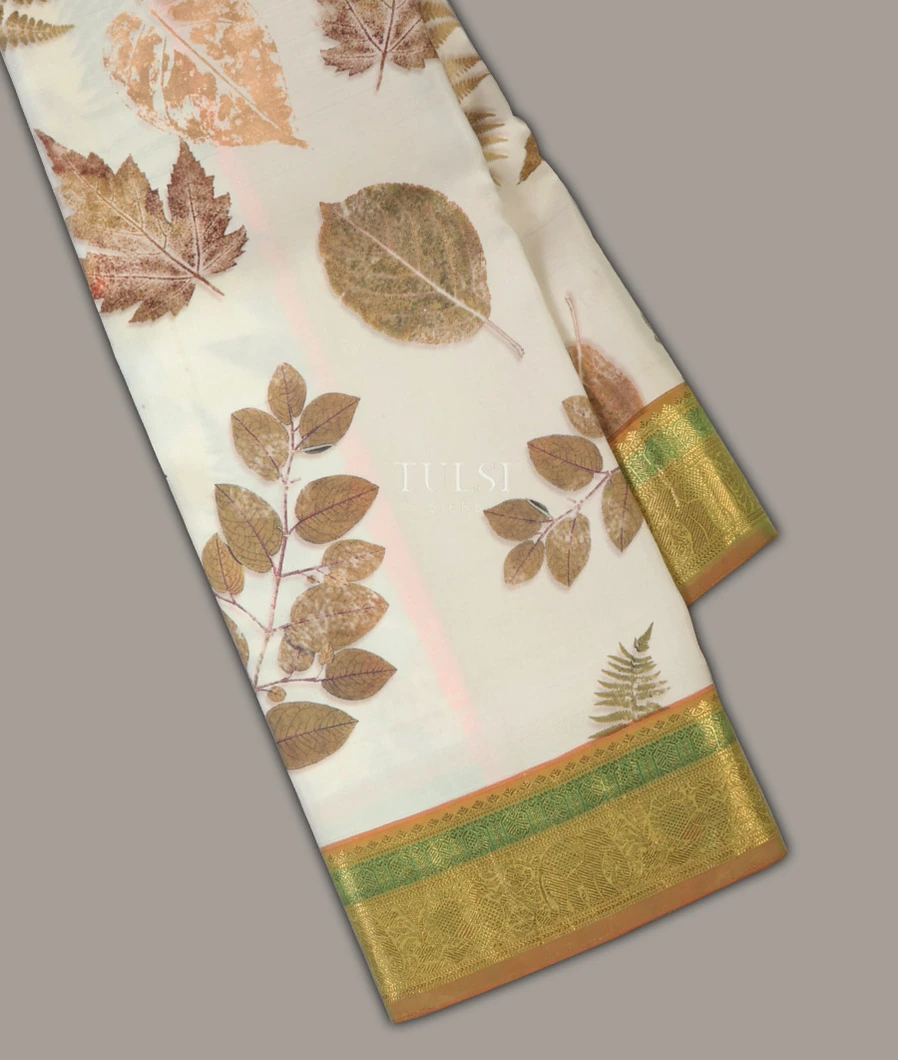 Off-White Printed Kanjivaram Silk Saree T640951-image