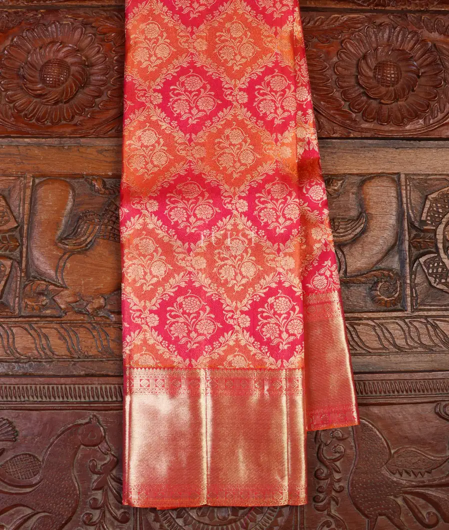 Orange and Pink Kanjivaram Silk Saree T679028-image