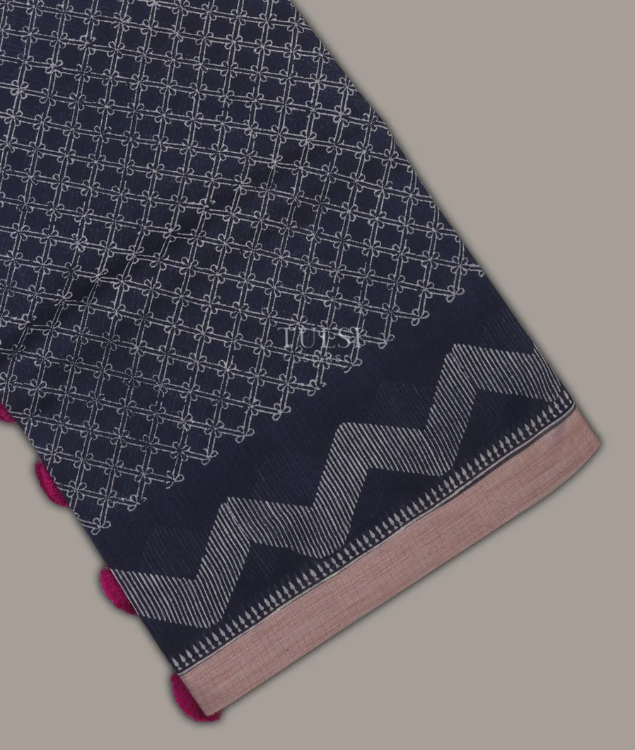 Dark Blue Kota Cotton Saree T678331-image