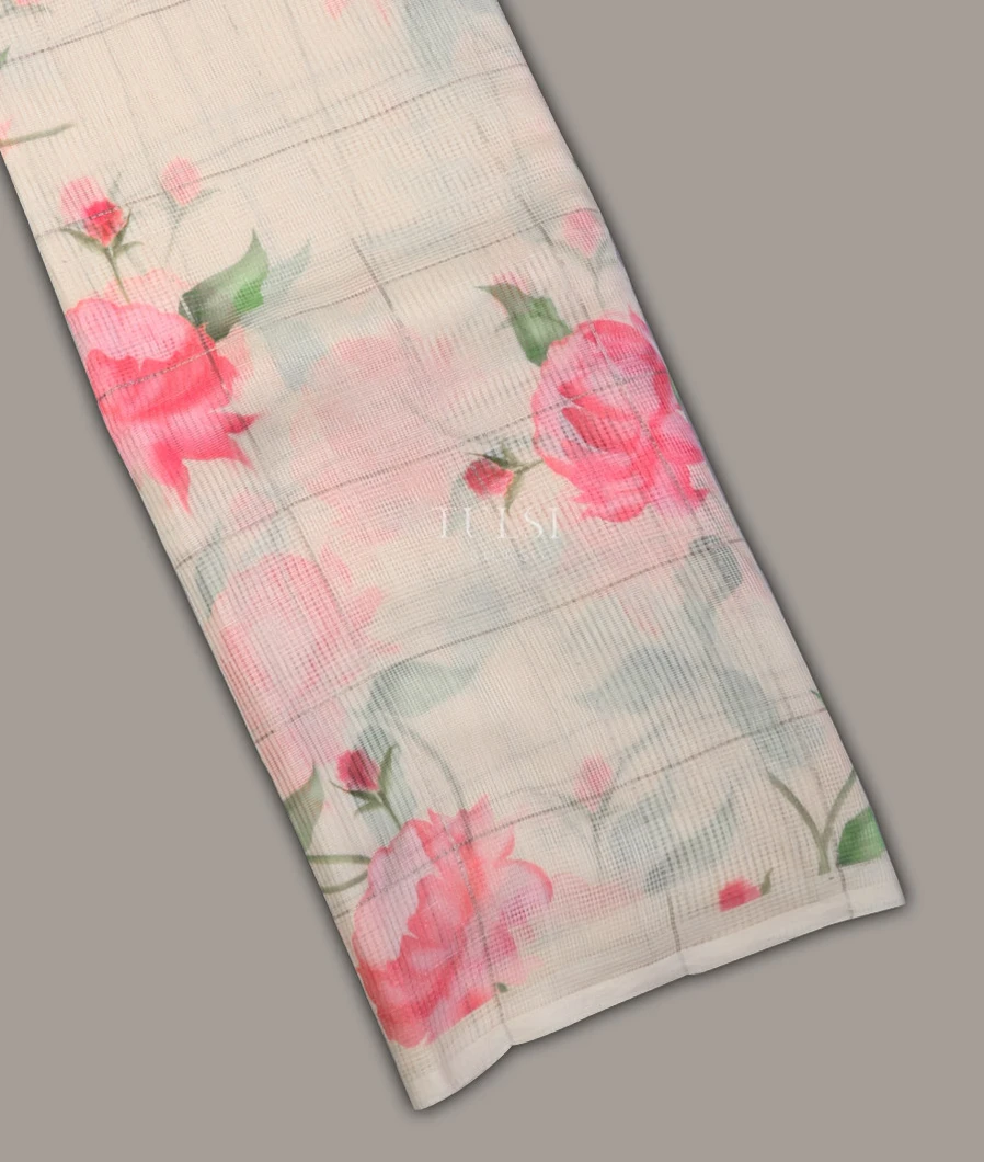 Off-White Tussar Kota Saree T679421-image