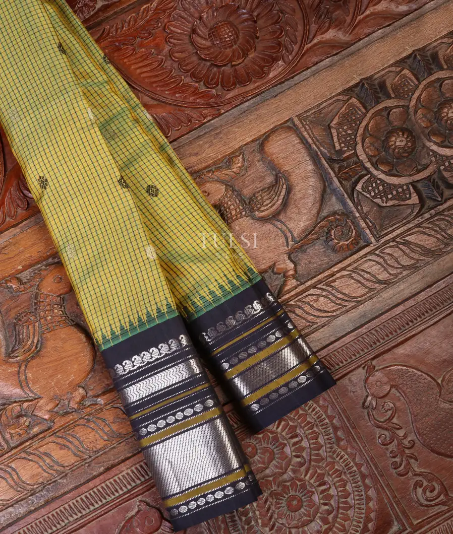 Yellowish Green Gadwal Silk Saree T675646-image