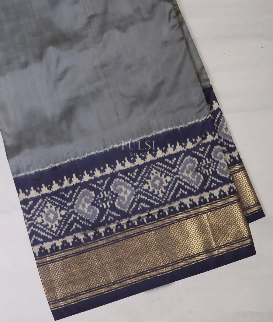 Grey Ikat Silk Saree T675114-image