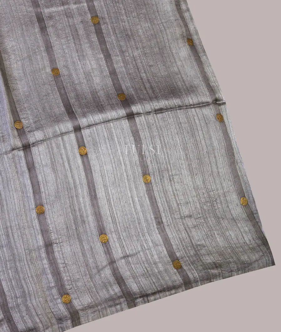 Light Grey Handwoven Tussar Saree T681983-image