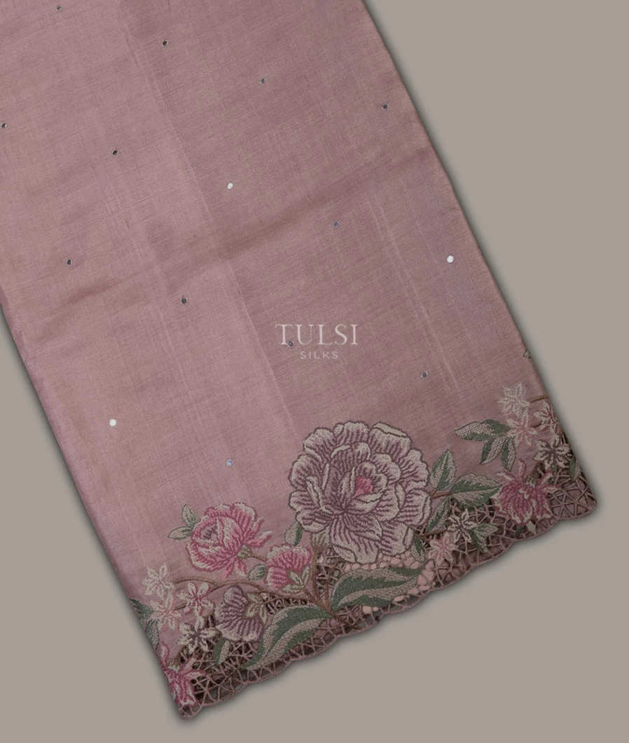 Dusty Rose Tussar Cutwork Saree T668504-image