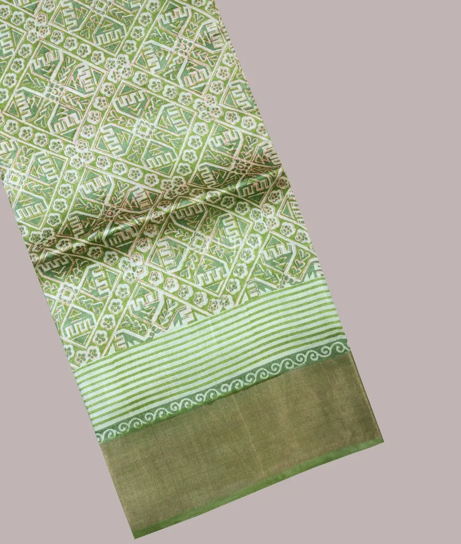 Green Tussar Printed Saree T681626-image