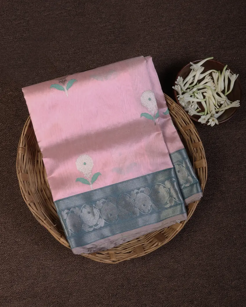 Pink Chanderi Tissue Silk Saree T666162-image