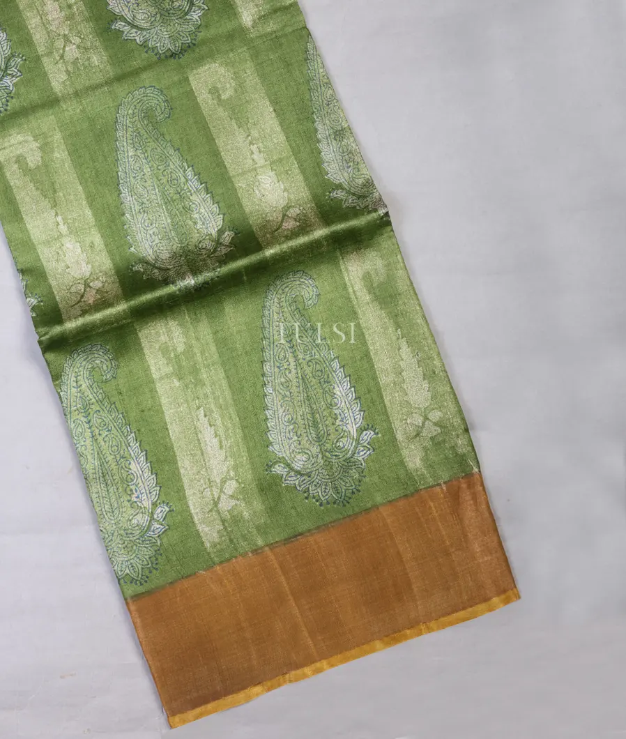 Green Tussar Printed Saree T681619-image