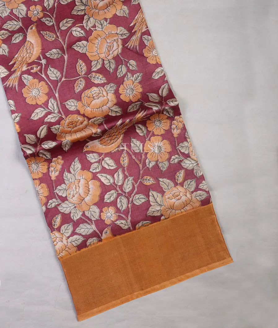Reddish Purple Tussar Printed Saree T681554-image