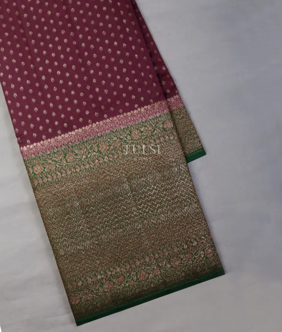 Burgundy Banaras Silk Saree T680314-image