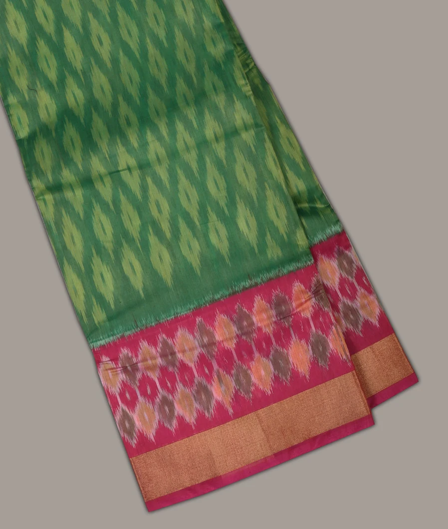 Green Pochampalli Silk Cotton Saree T650376-image