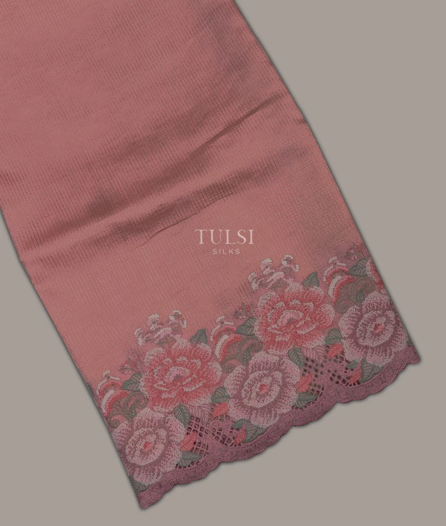 Peach Tussar Cutwork Saree T623475-image