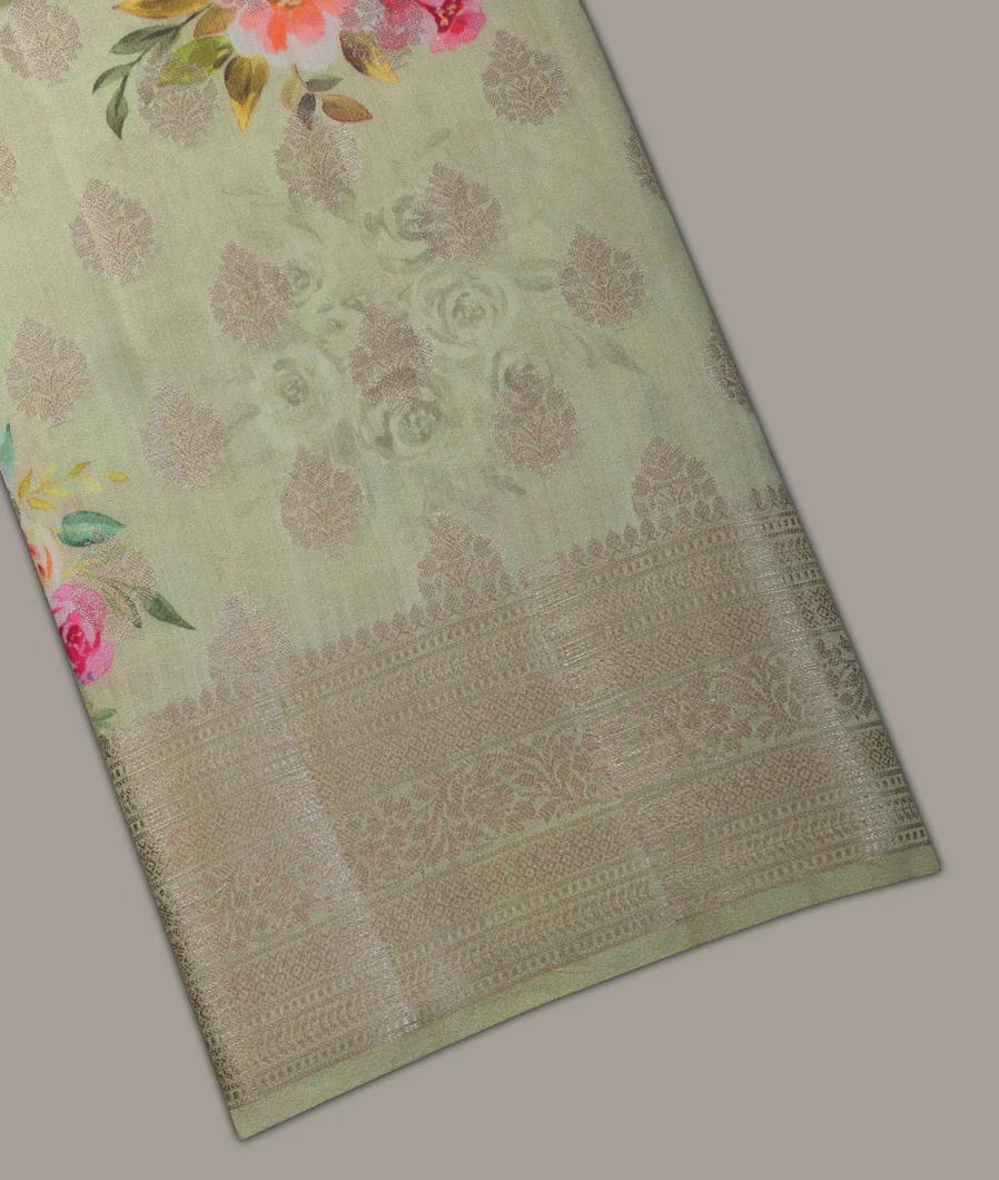 Greenish Beige Chaniya Silk Saree T679845-image