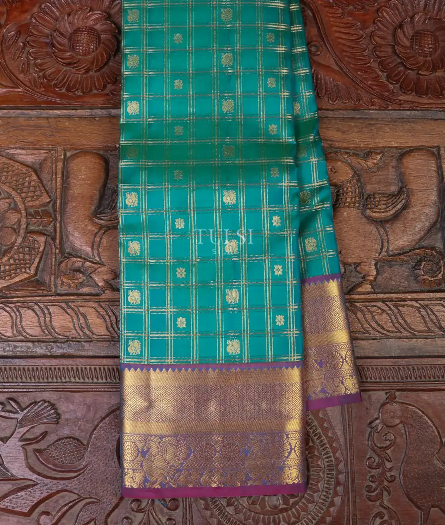 Greenish Blue Soft Silk Saree T666981-image