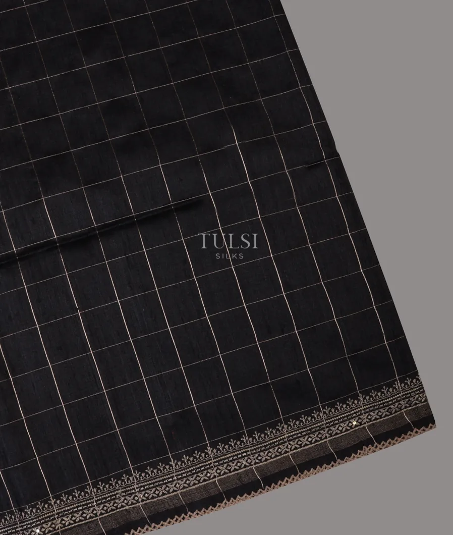 Black Tussar Embroidery Saree T659107-image