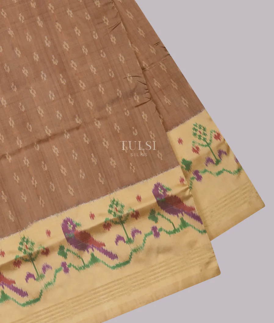 Brown Ikat Silk Saree T596485-image