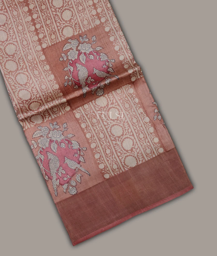 Brown Tussar Printed Saree T681655-image