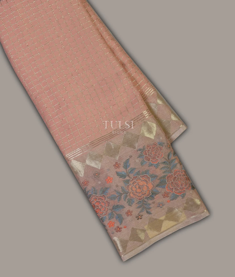 Peach Georgette Silk Embroidery Saree T682850-image