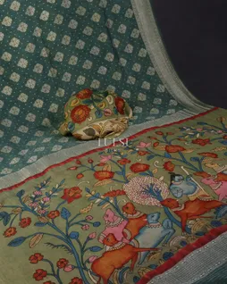 greyish-green-banaras-silk-with-kalamkari-hand-painted-saree-t625880-t625880-d