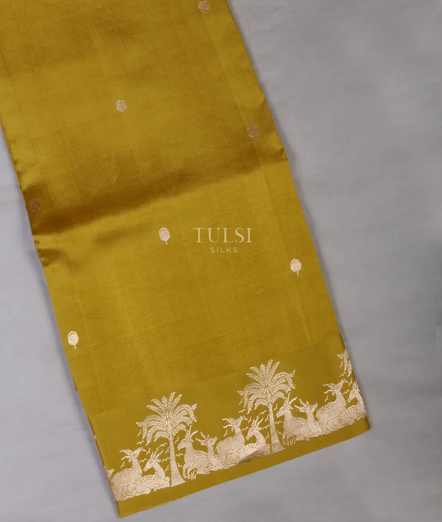 Yellowish Green Banaras Silk Saree T670064-image