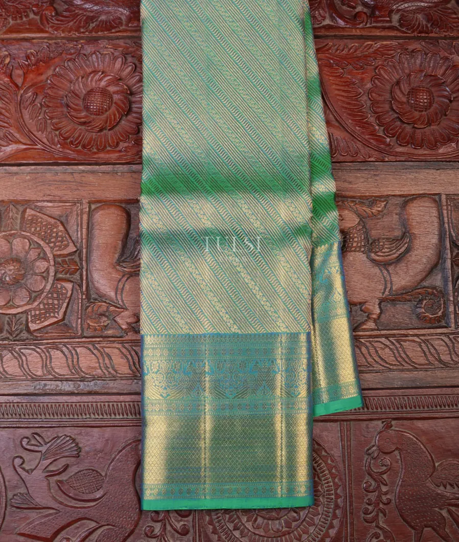 Bluish Green Kanjivaram Silk Saree T665101-image