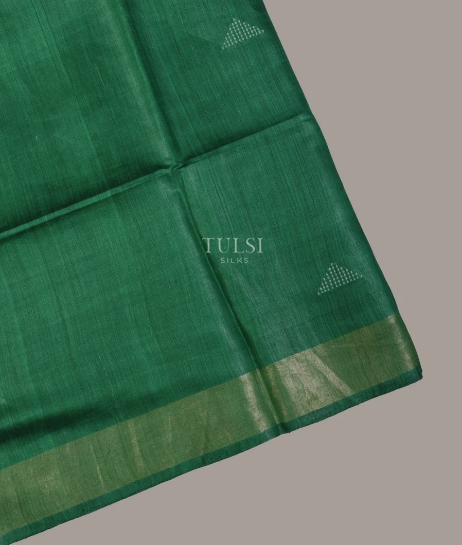 Green Handwoven Tussar Saree T661996-image
