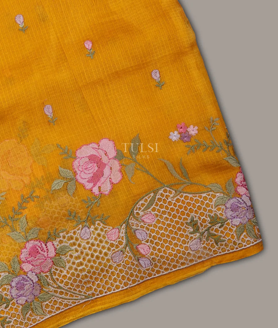 Yellow Silk Kota Embroidery Saree  T677685-image
