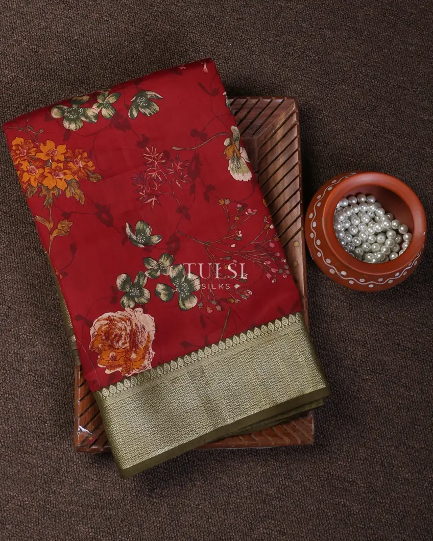 Red Chaniya Silk Saree T676709-image
