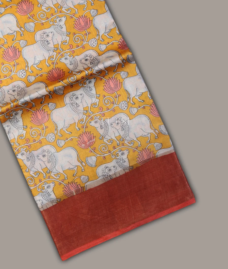 Yellow Tussar Printed Saree T681557-image