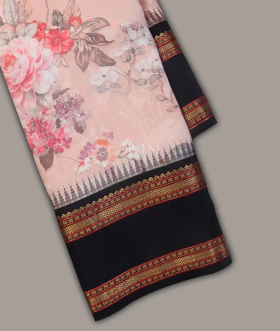 Pink Printed Soft Silk Saree T679326-image