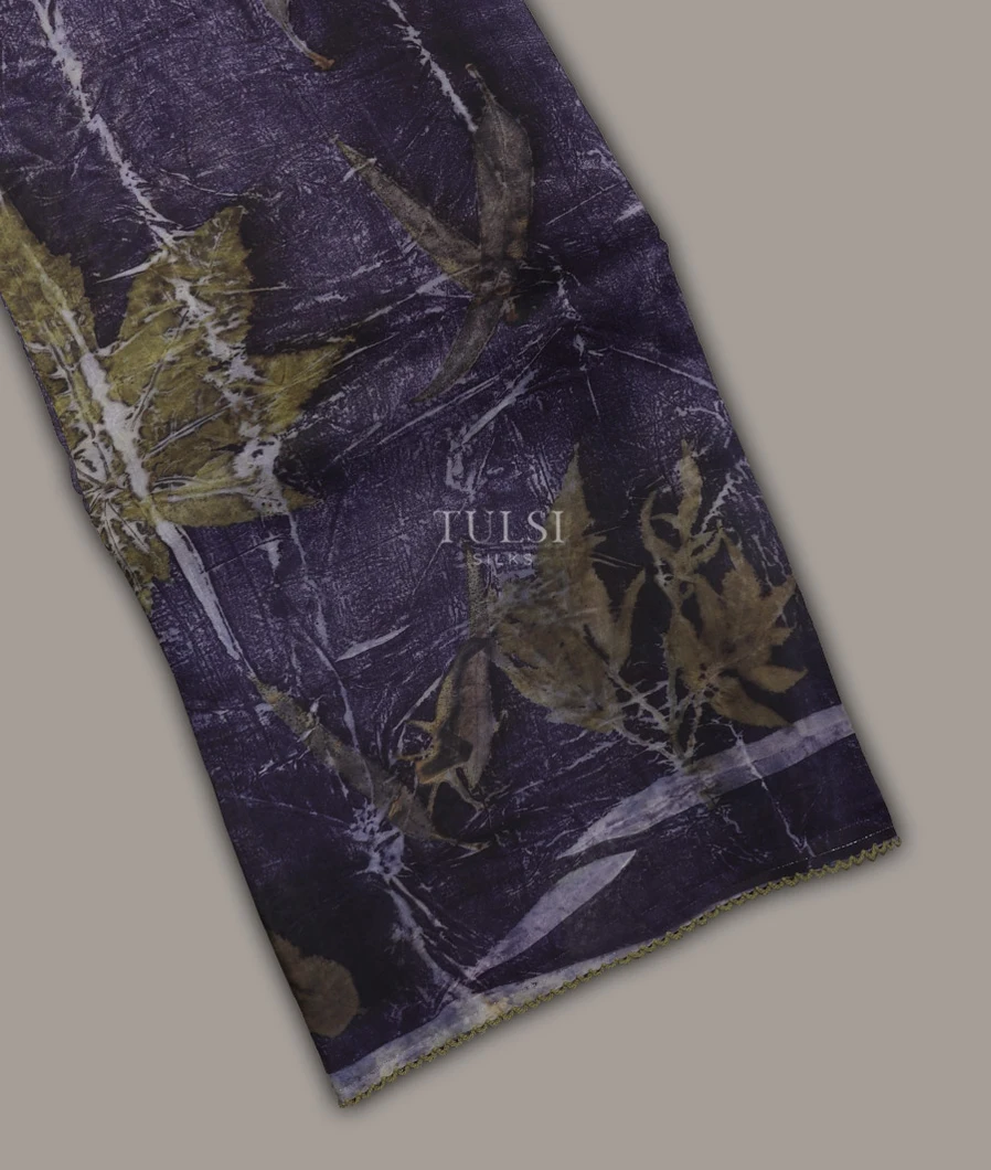 Dark Blue Kora Organza Printed Saree T681493-image