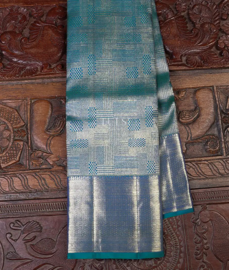 Peacock Blue Kanjivaram Silk Saree T654833-image