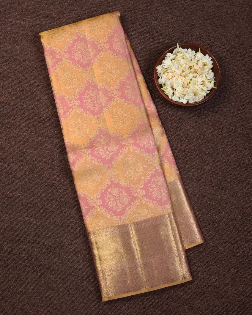 Pink and Peach Kanjivaram Silk Saree T671485-image