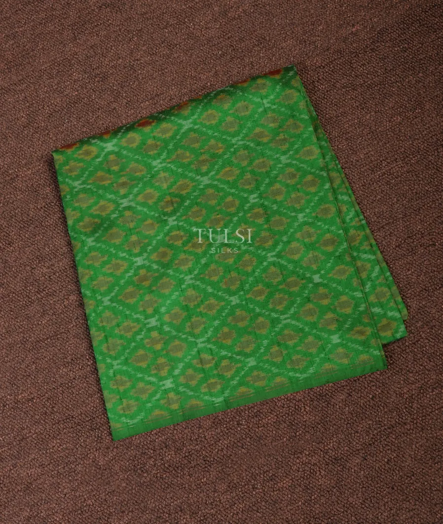 Green Ikat Blouse with Raw Silk finsh T681735-image