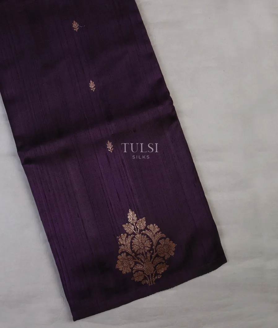 Purple Banaras Tussar Saree T684228-image