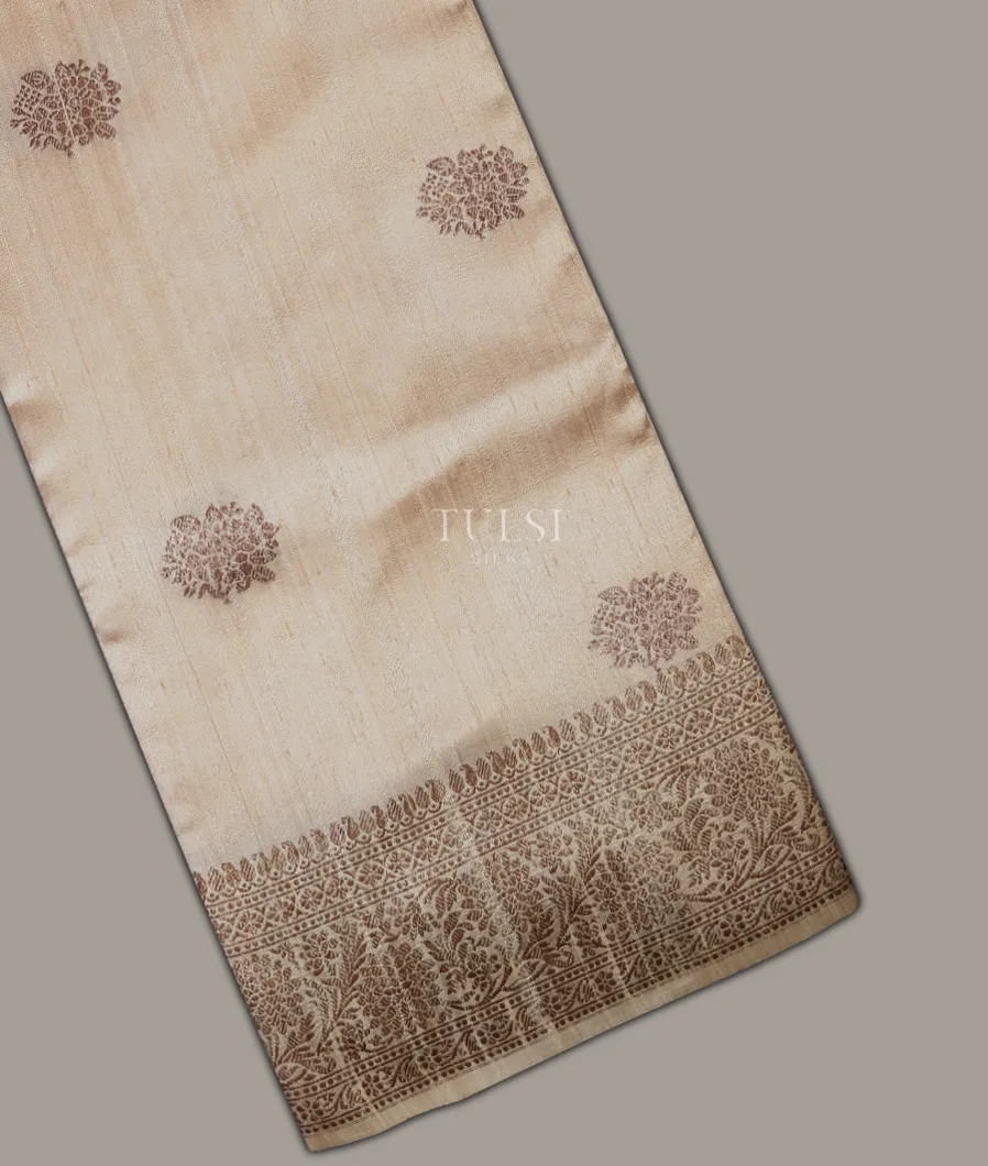 Off-White Banaras Tussar Saree T684197-image