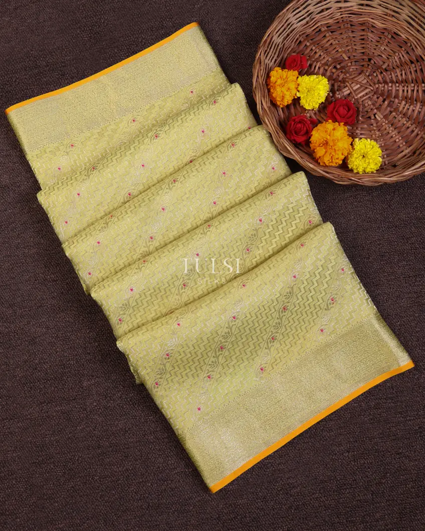 Yellow Mysore Crepe Silk Saree T685288-image