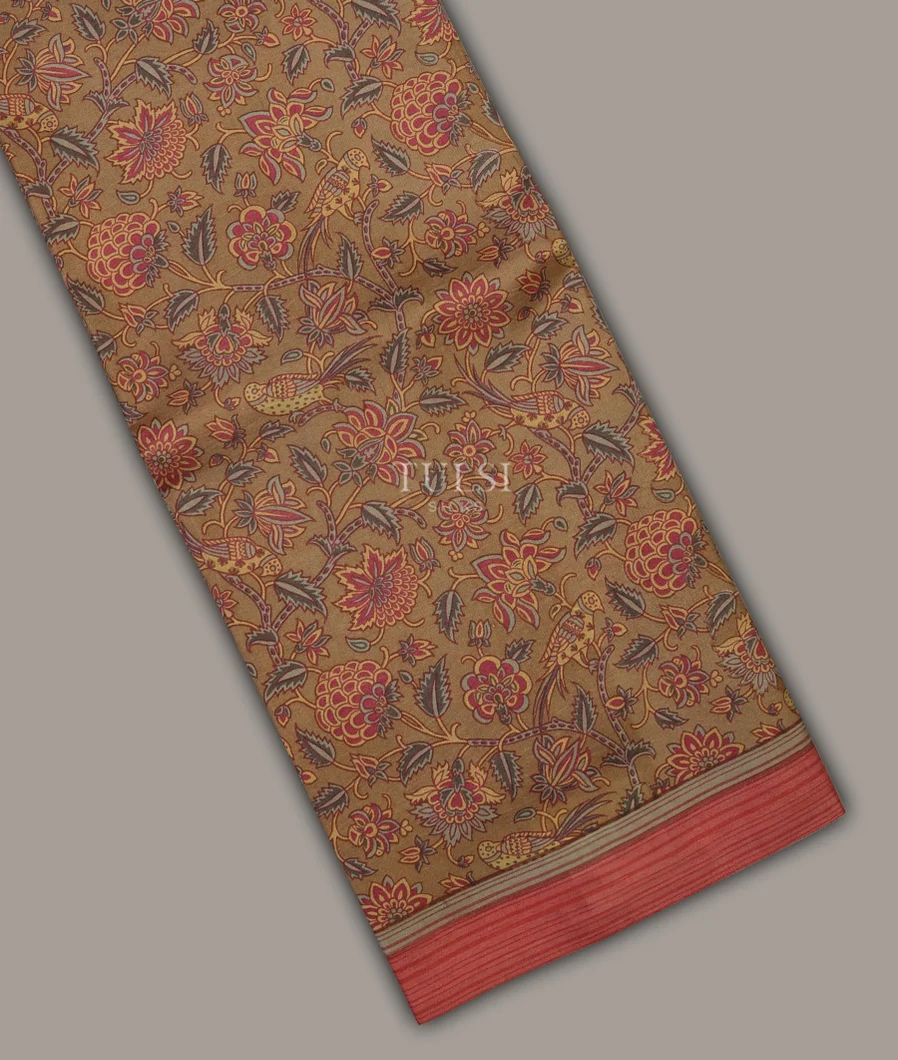 Brown Printed Silk Saree T685890-image
