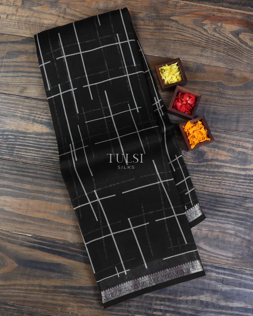Black Kora Organza Printed Saree T516023-image